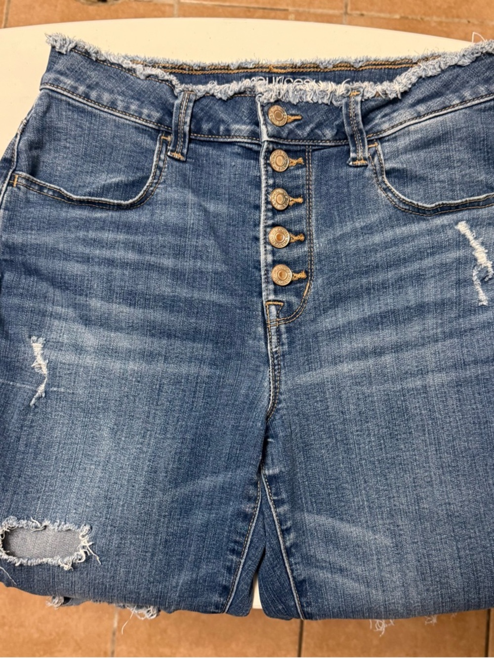 Maurice’s Distressed High-Rise Button-Front Women’s Jeans- Blue